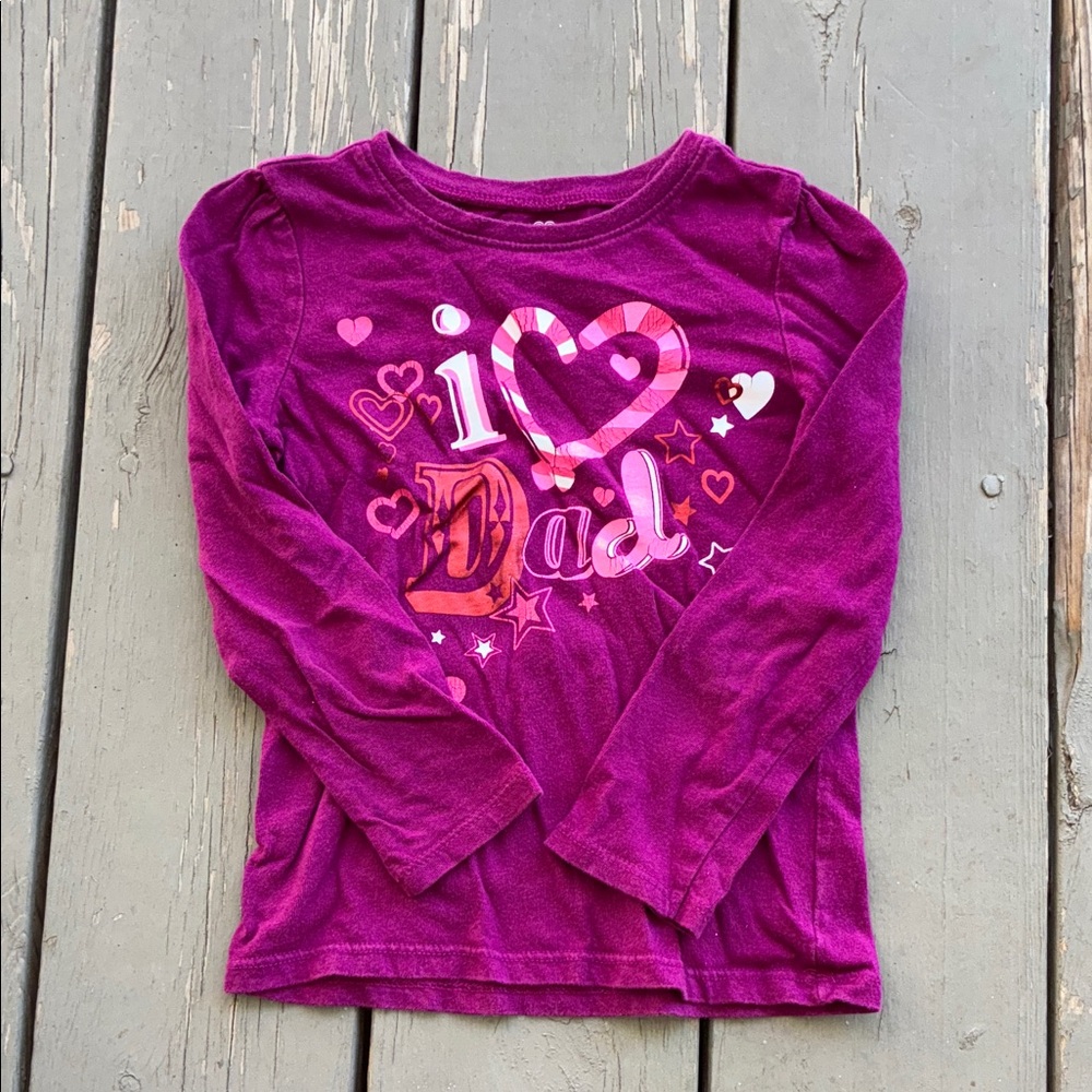 5/$25 Old Navy Purple 'I Love Dad' Long Sleeve Tee size 4T